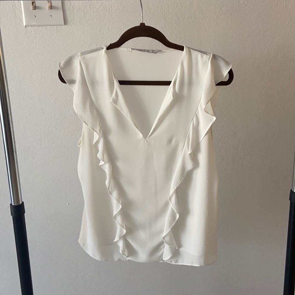 Zara, small, white blouse.